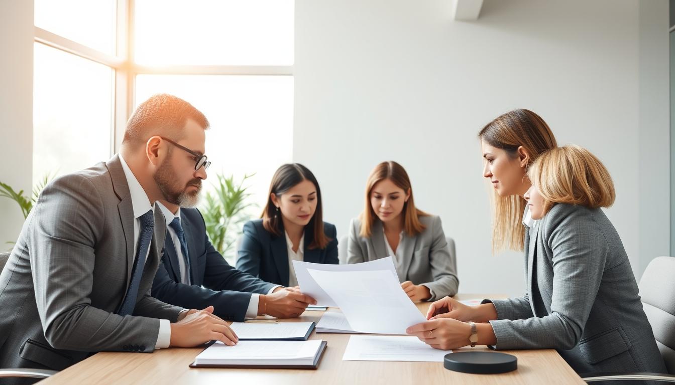 Family reviewing legal documents